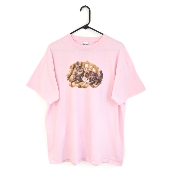 Vintage 90s Kitschy Cats/Kittens Oversized Tee - Picture 1 of 10